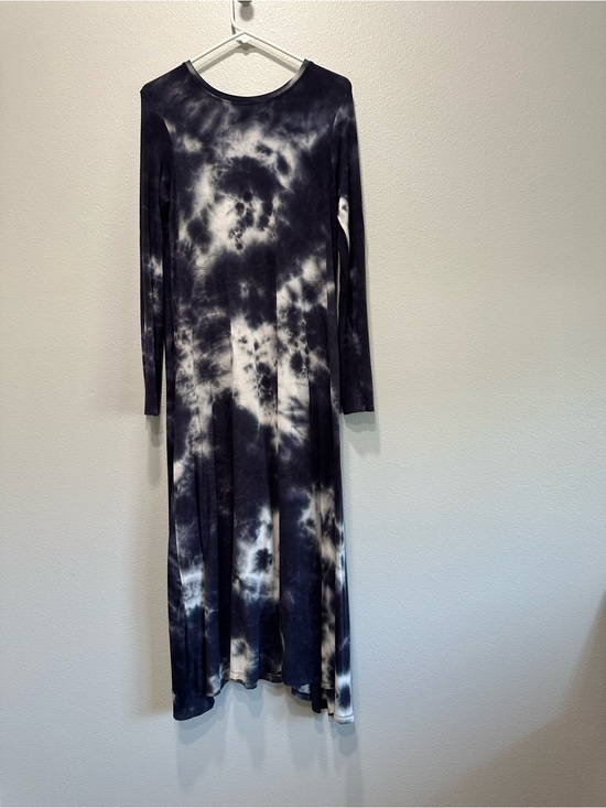 NATURAL LIFE Dresses & Skirts - Natural Life Tie-Dye Long Sleeve Maxi Dress - Navy/white,small,pockets,fair cond